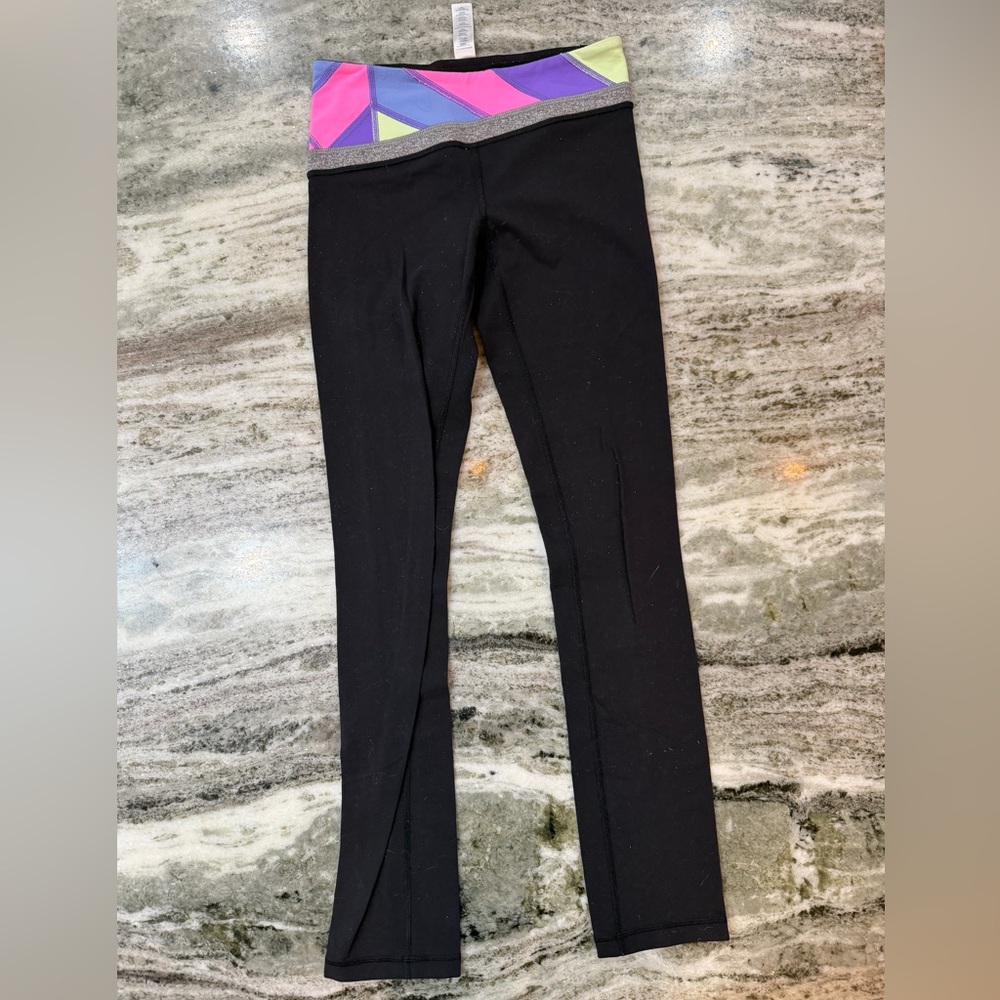 Ivivva Black Leggings with Colorful Waistband